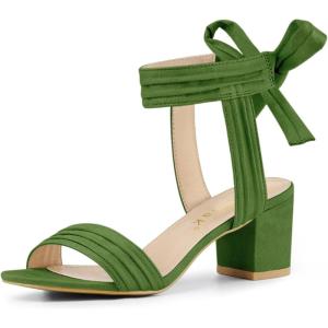 imageAllegra K Womens Open Toe Ankle Tie Back Block Heels SandalsSage Green