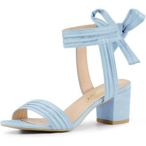 imageAllegra K Womens Open Toe Ankle Tie Back Block Heels SandalsSky Blue