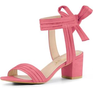 imageAllegra K Womens Open Toe Ankle Tie Back Block Heels SandalsWatermelon Red