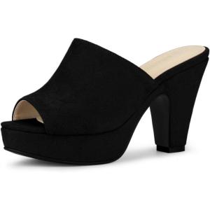 imageAllegra K Womens Open Toe Platform Chunky Heel Slides SandalsBlack