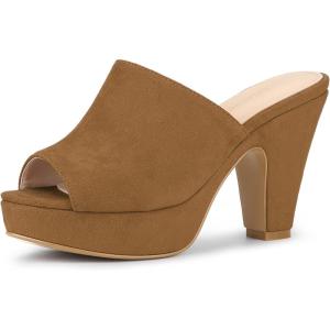 imageAllegra K Womens Open Toe Platform Chunky Heel Slides SandalsBrown