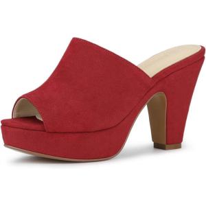 imageAllegra K Womens Open Toe Platform Chunky Heel Slides SandalsRed