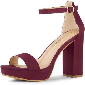 imageAllegra K Womens Platform Ankle Strap Chunky High Heel Burgundy Sandals  75 M US