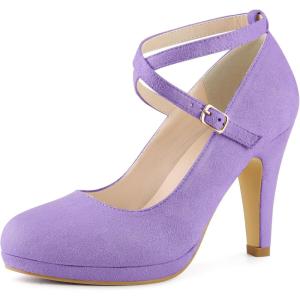 imageAllegra K Womens Platform Cross Strap Stiletto Heels Mary Jane PumpsPurple