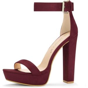 imageAllegra K Womens Platform High Heel Ankle Strap Chunky Heels SandalsBurgundy