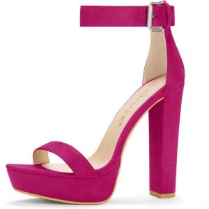 imageAllegra K Womens Platform High Heel Ankle Strap Chunky Heels SandalsHot Pink
