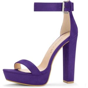 imageAllegra K Womens Platform High Heel Ankle Strap Chunky Heels SandalsPurple