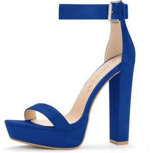 imageAllegra K Womens Platform High Heel Ankle Strap Chunky Heels SandalsRoyal Blue
