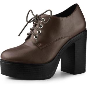 imageAllegra K Womens Platform Lace Up Chunky Heel Ankle BootsCoffee