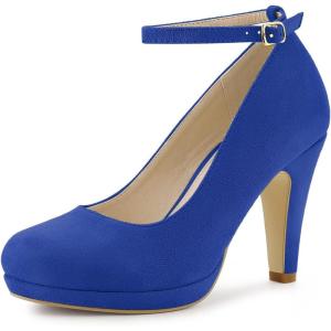 imageAllegra K Womens Round Toe Stiletto Heels Ankle Strap PumpsDark Blue