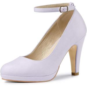 imageAllegra K Womens Round Toe Stiletto Heels Ankle Strap PumpsPurple