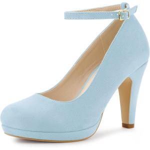 imageAllegra K Womens Round Toe Stiletto Heels Ankle Strap PumpsSky Blue