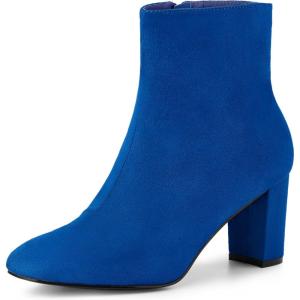 imageAllegra K Womens Side Zip Chunky Heels Ankle BootsDark Blue