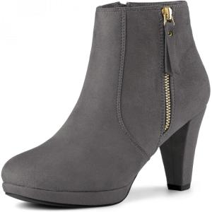imageAllegra K Womens Side Zip Low Platform Chunky Heel Ankle BootiesGrey