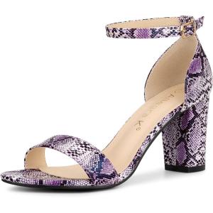 imageAllegra K Womens Snakeskin Heels Chunky Heels Ankle Strap SandalsPurple Snake