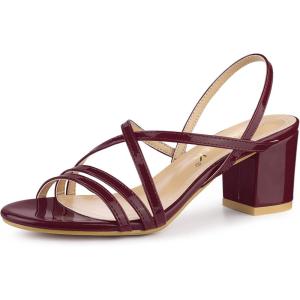 imageAllegra K Womens Strappy Slingback Chunky Heels Slide SandalsBurgundy