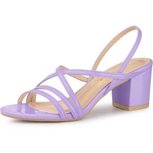 imageAllegra K Womens Strappy Slingback Chunky Heels Slide SandalsPurple