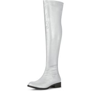 imageAllegra K Womens Thigh High Boots Low Block Heel Fashion Over the Knee High BootsSilver