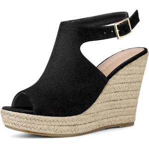 imageAllegra K Womens Peep Toe Slingback Platform Espadrilles Wedge SandalsBlack