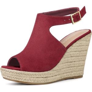 imageAllegra K Womens Peep Toe Slingback Platform Espadrilles Wedge SandalsBurgundy