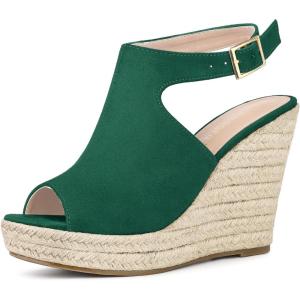 imageAllegra K Womens Peep Toe Slingback Platform Espadrilles Wedge SandalsEmerald Green