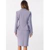 imageAllegra K 2 Piece Suit Skirt Sets for Women Blazer and Pencil Skirts Formal Office Business Casual OutfitsGrey Purple