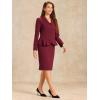 imageAllegra K 2 Piece Suit Skirt Sets for Women Blazer and Pencil Skirts Formal Office Business Casual OutfitsWine Red