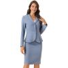 imageAllegra K 2 Piece Suit Skirt Sets for Women Blazer and Pencil Skirts Formal Office Business Casual OutfitsGray Blue