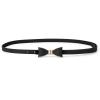 imageuxcell Skinny Waist Belt Metal Bowknot No Buckle Thin Belt for WomenBlack