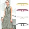 imageuxcell Skinny Waist Belt Metal Bowknot No Buckle Thin Belt for WomenBlack