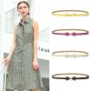 imageuxcell Skinny Waist Belt Metal Bowknot No Buckle Thin Belt for WomenRed