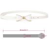 imageuxcell Skinny Waist Belt Metal Bowknot No Buckle Thin Belt for WomenWhite