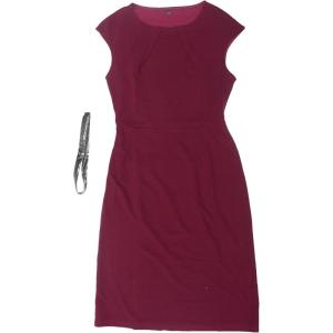imageAllegra K Elegant Business Dress for Womens Cap Sleeve Belted Wear to Work Sheath DressesFushcia