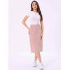 imageAllegra K Casual Denim Skirt for Womens High Waist Split Back Pockets Midi Jean SkirtsPink