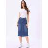 imageAllegra K Casual Denim Skirt for Womens High Waist Split Back Pockets Midi Jean SkirtsSky Blue