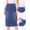 imageAllegra K Casual Denim Skirt for Womens High Waist Split Back Pockets Midi Jean SkirtsSky Blue