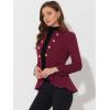 imageAllegra K Womens Casual Jacket Steampunk High Low Hem Open Front Long Sleeves Work Peplum BlazerBurgundy