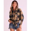 imageAllegra K Womens Plaid Shirt St Patricks Day Boyfriend Casual Button Down Long Sleeve Checkered Blouse TopBlack Caramel