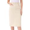 imageAllegra K Casual Denim Skirt for Womens High Waist Split Back Pockets Midi Jean SkirtsLight Apricot