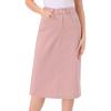 imageAllegra K Casual Denim Skirt for Womens High Waist Split Back Pockets Midi Jean SkirtsPink