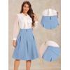 imageAllegra K Casual Office ALine Skirt for Womens Knee Length Button Decor Midi Pleated SkirtsGrey Blue