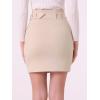 imageAllegra K Faux Suede Skirt for Womens High Waist Casual Belted Pencil SkirtsBeige