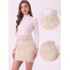 imageAllegra K Faux Suede Skirt for Womens High Waist Casual Belted Pencil SkirtsBeige