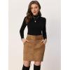 imageAllegra K Faux Suede Skirt for Womens High Waist Casual Belted Pencil SkirtsBrown
