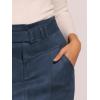 imageAllegra K Faux Suede Skirt for Womens High Waist Casual Belted Pencil SkirtsDark Blue