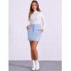 imageAllegra K Faux Suede Skirt for Womens High Waist Casual Belted Pencil SkirtsLight Blue