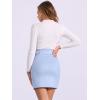 imageAllegra K Faux Suede Skirt for Womens High Waist Casual Belted Pencil SkirtsLight Blue