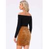 imageAllegra K Halloween Velvet Skirt for Womens Party Bodycon Ruched Mini SkirtsBrown