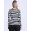imageAllegra K Striped t Shirts for Women Long Sleeve Tops Crew Neck Fitted Tees Casual Trendy OutfitsBlack White Stripe