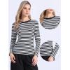 imageAllegra K Striped t Shirts for Women Long Sleeve Tops Crew Neck Fitted Tees Casual Trendy OutfitsBlack White Stripe